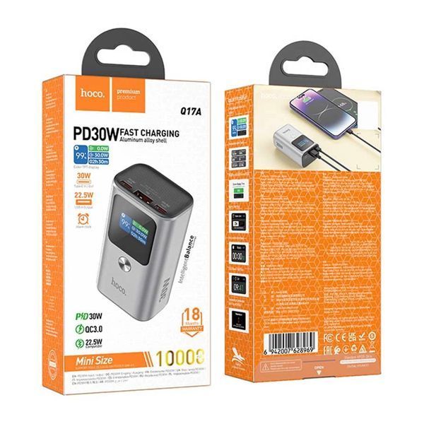 Power bank 10 000 mah HOCO Q17A PD30W+QC Gray 00081 фото