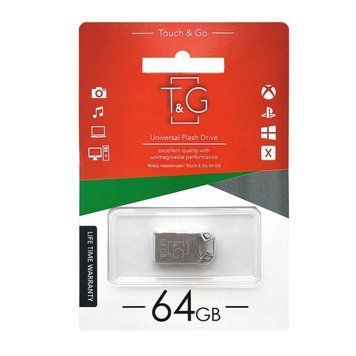 USB Flash 64 GB T&G 110 Metal Silver 23718 фото