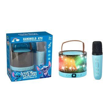 Колонка Bluetooth K52B 1 мікрофон дитяче караоке Stitch blue 44422 фото