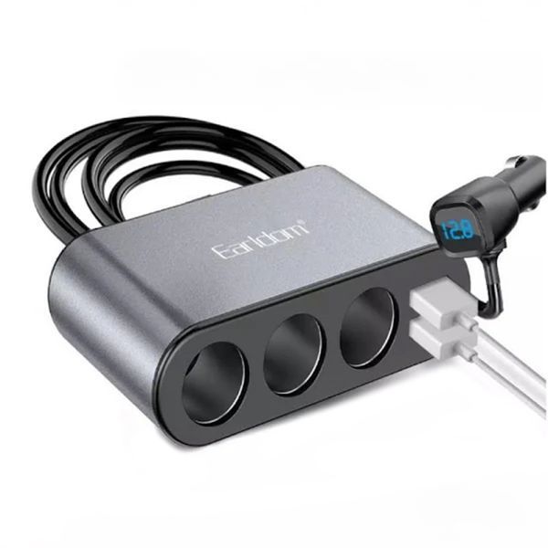 АЗП 3в1 120W 3.1A (2USB EARLDOM ET-CS2 LED машинний трійник 00755 фото
