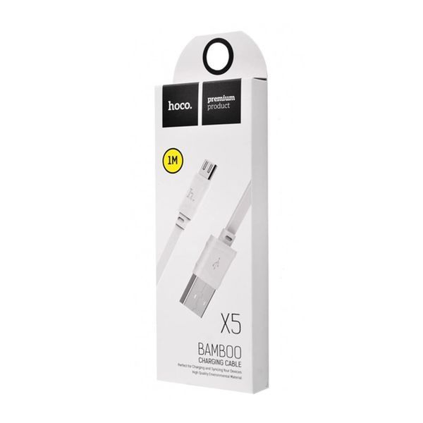 USB Cable Hoco micro usb X 5 Bamboo 2.4A 1m white 10597 фото