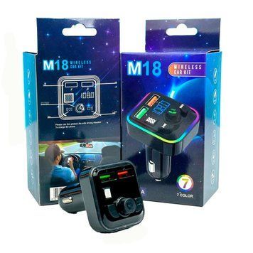 FM трансмістер Bluetooth FM-M18 3.1A black 36746 фото