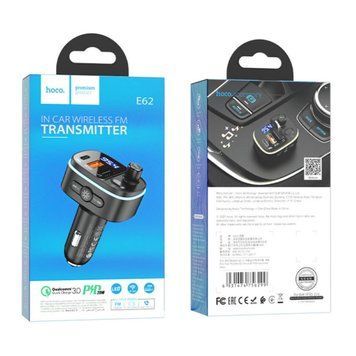 FM трансмістер Bluetooth Hoco E62 QC3.0 black 30803 фото