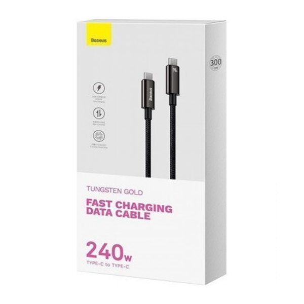 Кабель Baseus Tungsten Gold Type-C to Type-C 240W (3m) black 19577 фото