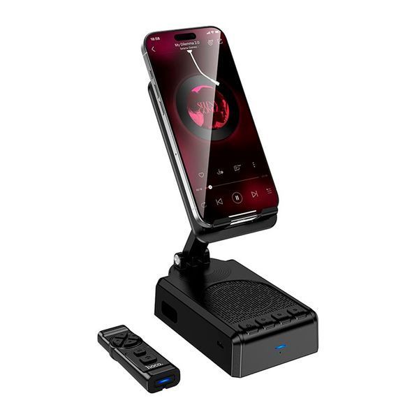 Підставка під телефон + Колонка Bluetooth Hoco HC45 Wave black 47404 фото