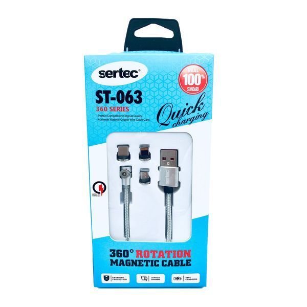 USB Cable Sertec ST-063 3in1 2.4A 1m магніт silver 32647 фото