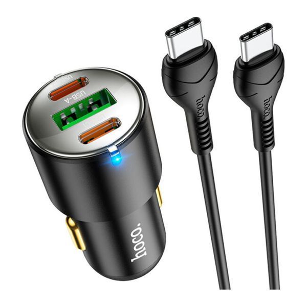 АЗП Hoco NZ6 PD 45W/3A QC3.0 (USB-2USB-C) + cable Type-C to Type-C black 30041 фото