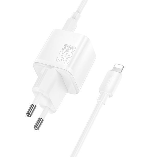 МЗП Hoco N66 PD 35W/3A (USB-C) + cable Type-C to Lightning white 43732 фото