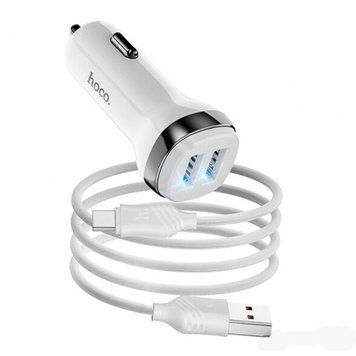 АЗП Hoco Z40 2.4A (2USB) + cable Type-C white 26346 фото