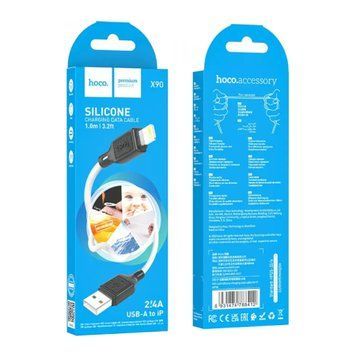 USB Cable Hoco Lightning X90 2.4A 1m white 33607 фото
