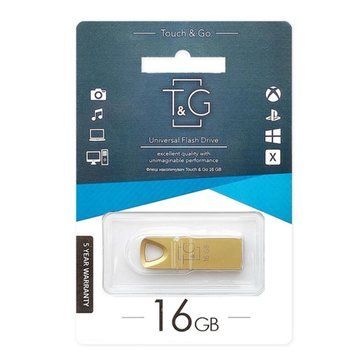 USB Flash 16 GB T&G 117 Metal Gold UA 28262 фото