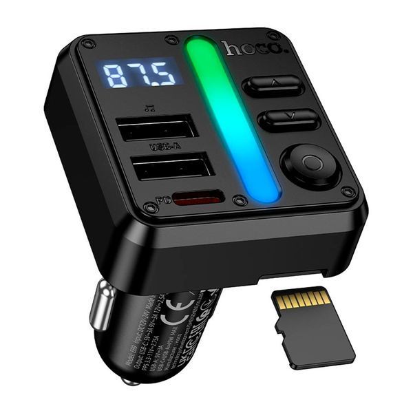 FM трансмістер Bluetooth Hoco E89 PD 45W QC3.0 black 47306 фото