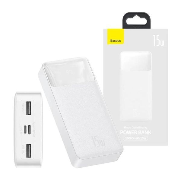 Power bank 20 000 mAh Baseus Bipow Display 15W white 32112 фото